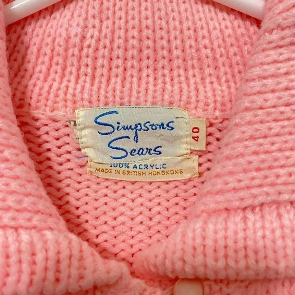Vintage - 1960s Simpsons for Sears Pastel Pink Knit Sweater - Picture 6 of 11